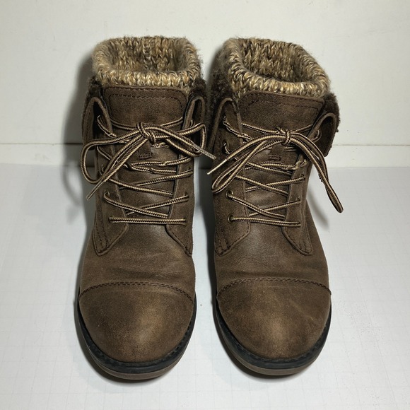 Cliffs by White Mountain Women's Brown Faux Suede Knit Cuff Lace Up Boots Sz 6.5 - Picture 10 of 13